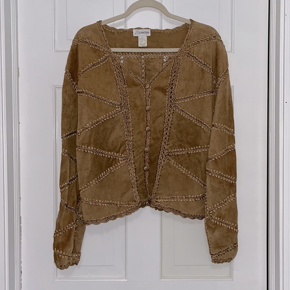 Vintage Gantos Suede Jacket w/ Gold Thread Detail. Size L - Picture 5 of 5
